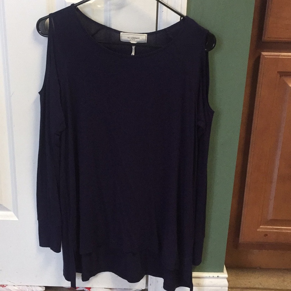 Navy Blue Cold Shoulder Long Sleeve